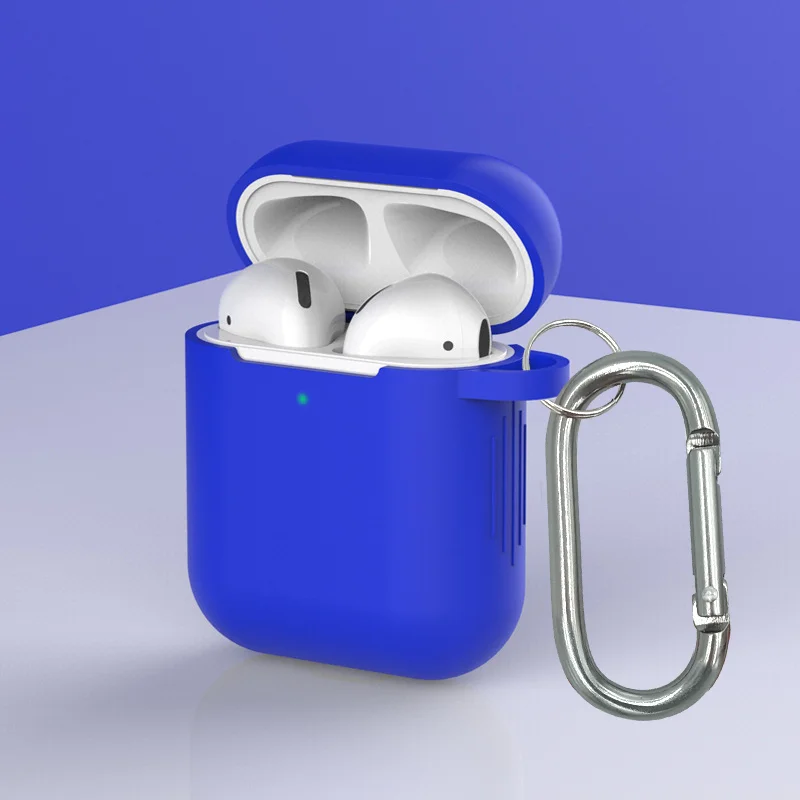 Airpod Case Cover For Apple Soft Silicone Case For Airpods wireless headsets Charger Case Airpods 1/2 universal hanger cover - Цвет: blue