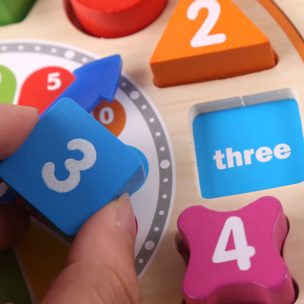  Baby Toys Wooden Block Clock Building Blocks Education Montessori Table Game Kids Toy for Children 