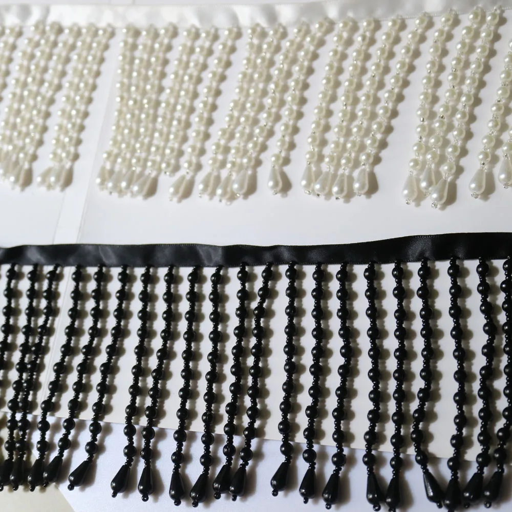 1yard new beaded pearl fringe trimmings for clothes bags Handmade beading appliques patch diy sewing accessories for curtain