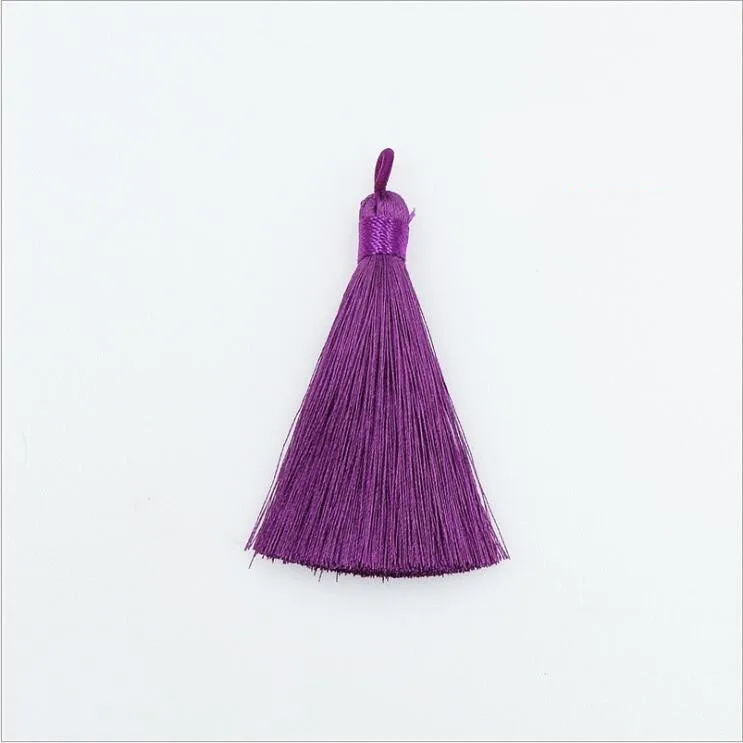 2pcs 8cm Silk Tassel Fringe Straps Pendant Brush DIY Craft Tassels Trim For Curtains Jewelry Making Wedding Home Decor Accessory - Цвет: Purple Red