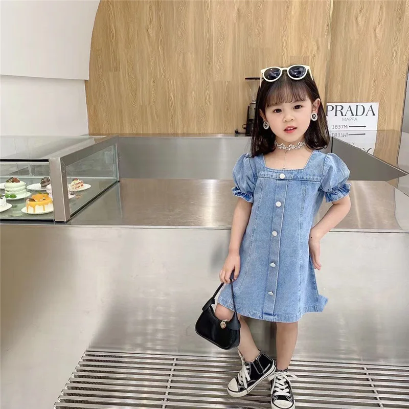Beibei-vestido de verano para niñas, ropa vaquera con cuello cuadrado,  versión coreana, 2-7 años, alta calidad _ - AliExpress Mobile