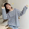 autumn new cotton Oversize Hoodies Women O-Neck stripe Leisure Simple Korean Pullovers femme Kpop black thin Sweatshirts Clothes ► Photo 3/6