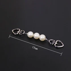 Elegant Pearl Chain Bag Strap - Versatile Handbag and Shoulder Bag Accessory (Silver heart buckle)