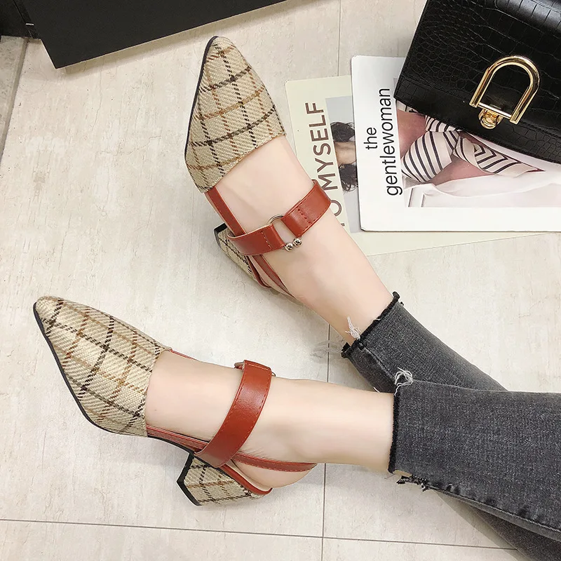 

Closed-toe Cool Shoes Women's 2019 Summer New Style Chunky Heel Pointed French GIRL'S High Heel Shoes Korean-style Straight-line