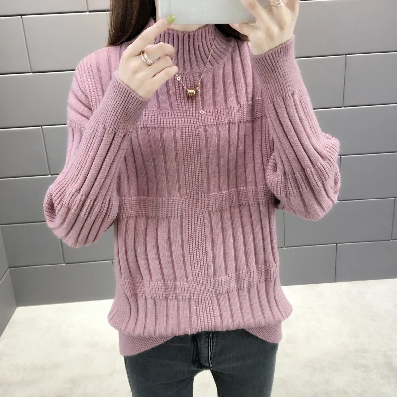 Натуральный хлопок, плоская подошва, вязанные, Blusas De Inverno Feminina, женские свитера и свитера, 9358, новые женские платья на осень и зиму - Цвет: see chart