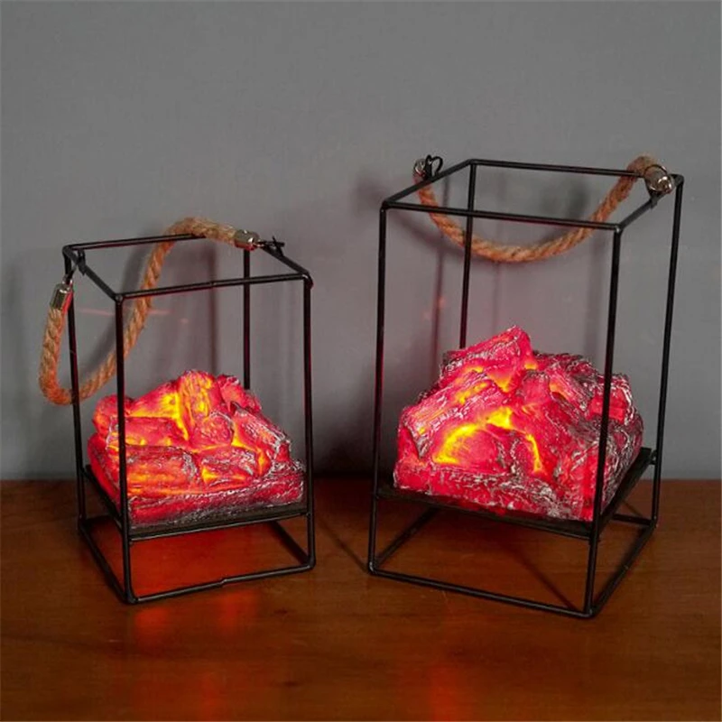 European LED Flame Light Lantern Night Lamps Simulated Fireplace Christmas Halloween Party Home Decoration Lighting | Лампы и