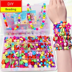 Juego de cuentas de 24 cuadrículas para niñas, conjunto de joyería de cuentas hechas a mano, para hacer collares y pulseras