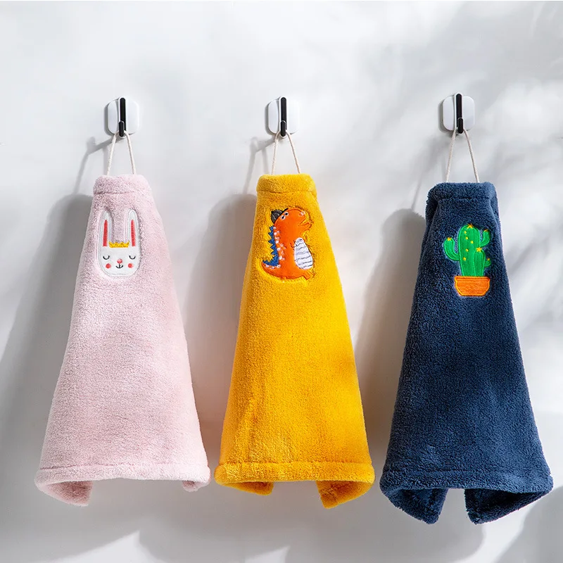 Baby cute cartoon plush hand towels, children's wiping and hanging bath towels towel baby bath towel