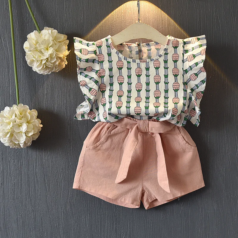 Модный комплект одежды для девочек; летняя рубашка и юбка-пачка; комплект одежды для детей; повседневные комплекты для малышей; Новинка года; детская одежда - Цвет: Кофе