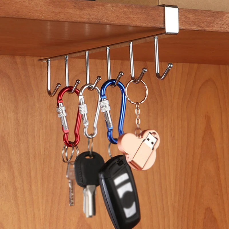 Quality Punch Free Hooks Kitchen Cup Holder Firm Hang Under Shelf Storage Rack Organiser