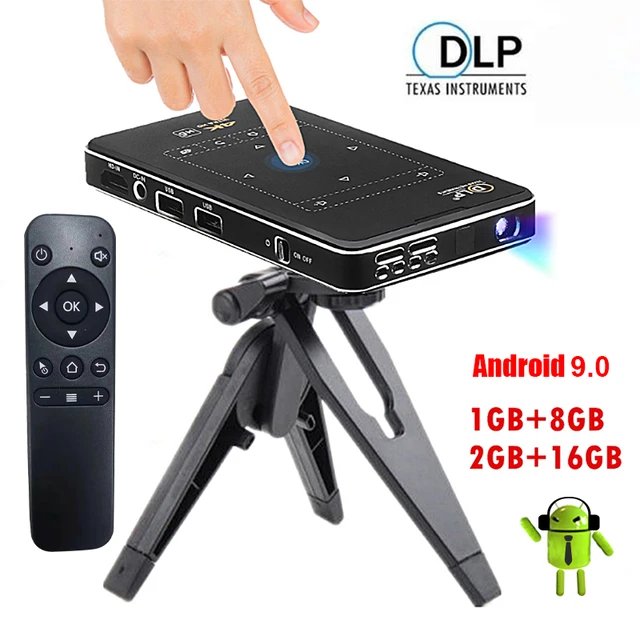 Universal - Mini projecteur portable DLP Android 9.0 2GB RAM 32GB ROM  Homepage Movie Support 4K WiFi Bluetooth Mobile