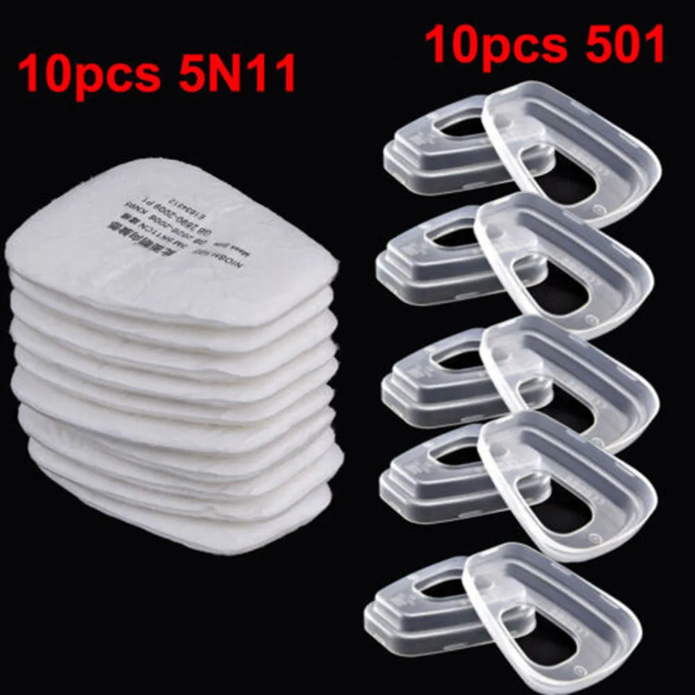 10x MC5N11 фильтр хлопок+ 10x MC501 крышка контейнера для противогаз 6100 6200 6800 10*501 контейнеры фильтр 10*5N11 N95 частности