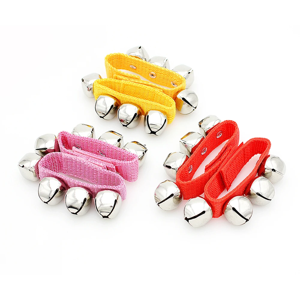 M MBAT Jingle Bells Bracelet Wrist Tambourine Fastener Tape Percussion Musical Toy Party Kids Educational Games Instruments
