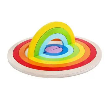 

Children Wooden Rainbow Colored Arch Bridge Building Blocks Assembly Toys Educational Toy for Kids (Colorful)
