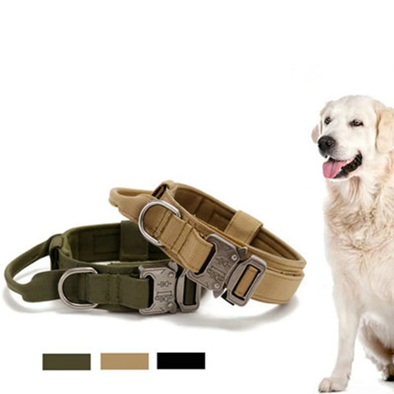 

Tactical Dog Collar with Handle Cobra Buckle Adjustable Durable Nylon Military Dog Collar Doberman Tactical Training Collar
