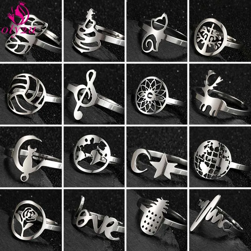 

32 Styles Stainless Steel Fashion Korean Adjustable Rings Simple Geometric Handcrafted Jewelry for Women Lovers ring 2020 Trend