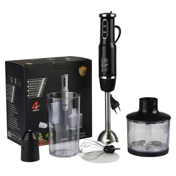 

4 in 1 Multi-Purpose Immersion Blender 3-Speed Hand Blender with Leaf Stainless