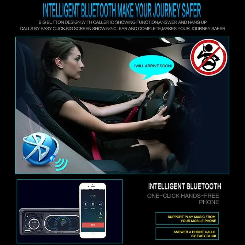 1 Din Bluetooth Car Radio FM MP3 Player AUX Audio Output 12V TF Card U Disk Reader In Dash Car Radio Stereo With Remote Control