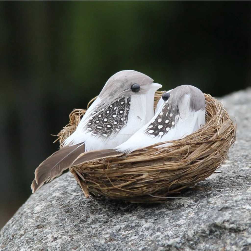 

Artificial Birds & Nest & Egg Creative Garden Sculpture Lawn Arts Ornaments