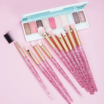 

Glitter 10pcs Lovely Pink Eye Brushes Set Eyeliner Eyebrow Eyeshadow Makeup Brushes Set Cosmetic Beauty maquiagem Tools