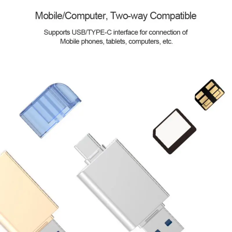 2-в-1 кард-ридер адаптер Портативный USB 2,0/Тип с разъемами типа C и нм Nano TF защищенная цифровая Карты памяти и аксессуары для Мобильный телефон Huawei