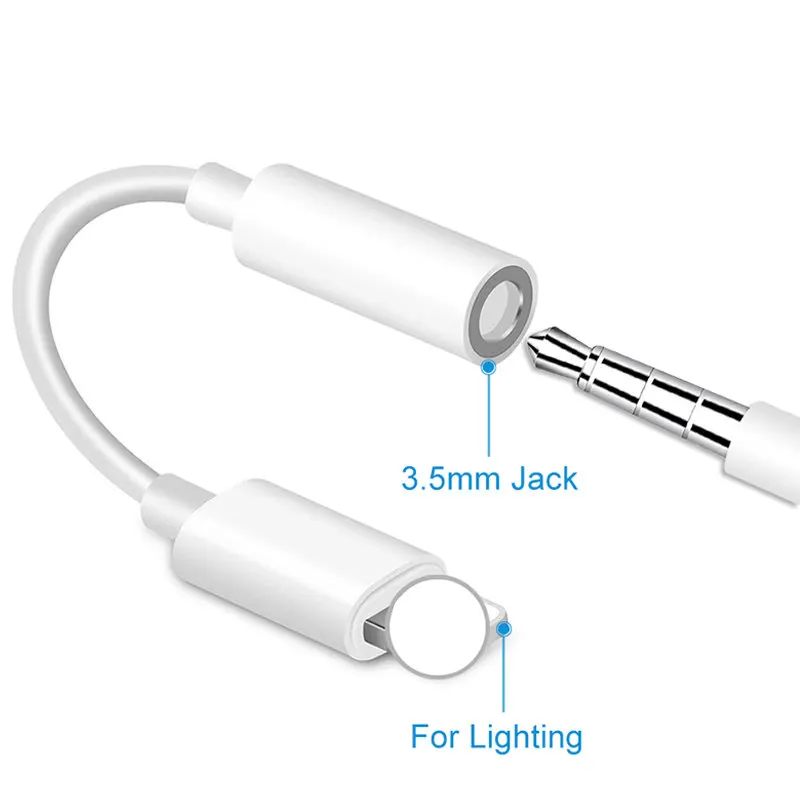 

100pcs/lot For iPhone X XS Max XR 7 8 Plus Audio Adapter For lightning to 3.5mm Earphone Headphone Aux 3.5 Jack Cable Adaptador