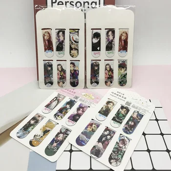 

6Pcs/Set Anime Demon Slayer Double-sided Foldable Magnetic Bookmark Book Page Holder Office School Supplies Creative Staitonery