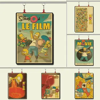

The SimpsonsHomer Jay Simpson Bartholomew Marge Lisa Maggie Vintage Paper Poster Wall Painting Home Decoration 42X30CM 30X21CM