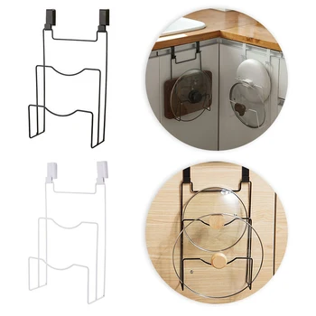 

Iron Art Door Back Type Pot Cover Rack Free Punching Storage Shelf For Kitchen Cutting Board Drain Stand Iron Pot Cover Rack