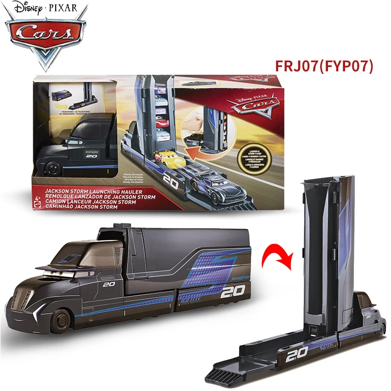 Disney Car Pixar Cars 3 Lightning McQueen Curz Ramirez Storm Jackson Large Transporter Deformation Truck Racing Track FRJ07