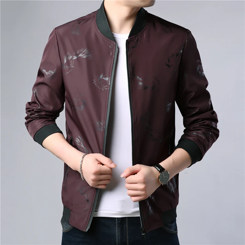 90% OFF 2019 Spring men slim fit Jacket Floral Printed Cotton Zipper Casual Stand Collar Jackets Male Long Sleeve windbreaker Coat