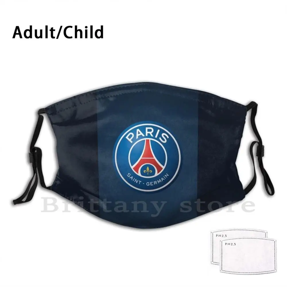 Euro club Adult Kid PM2.5 Filter Mask Soccer France Logo Crest Mbappe Football Sports Europe Flight Black And White | Аксессуары для