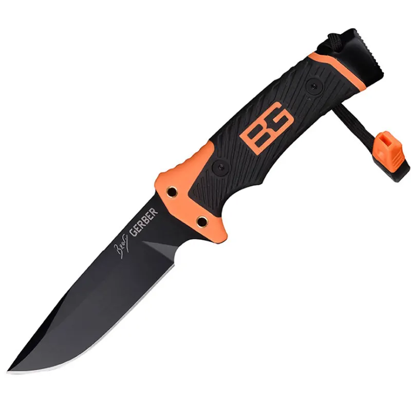 

Camping Fixed Blade Hunting Straight Knife Gray Titanium Camping Survival Tactical Knife Diving Flintstones+Whistle+nylon Sheath
