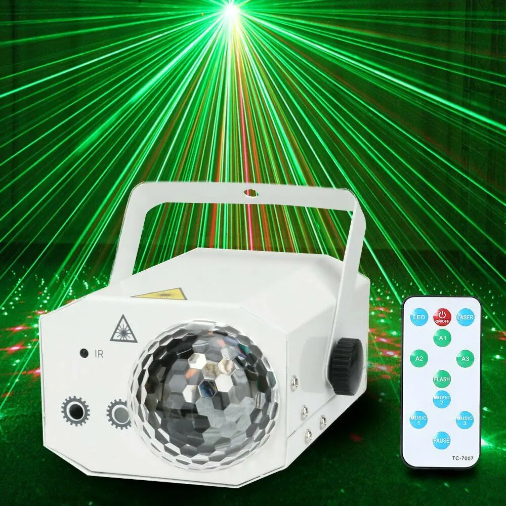 

16 in 1 Sound Active Stage Light LED Laser Beam RGB Xmas Disco Party Lighting