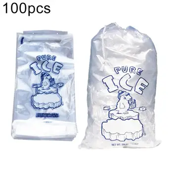 

100Pcs Heavy Duty Drawstring Ice Bag Puncture Resistant Disposable Recyclable Freezer Pouch Portable Refrigerator Storage Bag