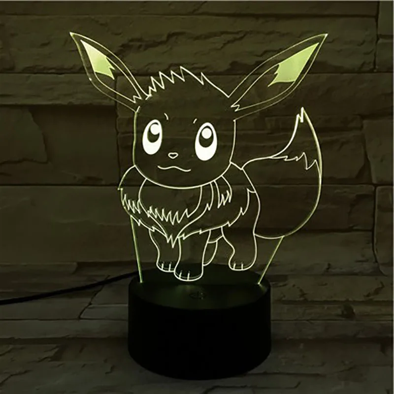 Pokemon Go Eevee рисунок детский Ночной светильник светодиодный сенсорный датчик атмосферная декоративная лампа фестиваль подарок Спальня 3D лампа Eevee Семья