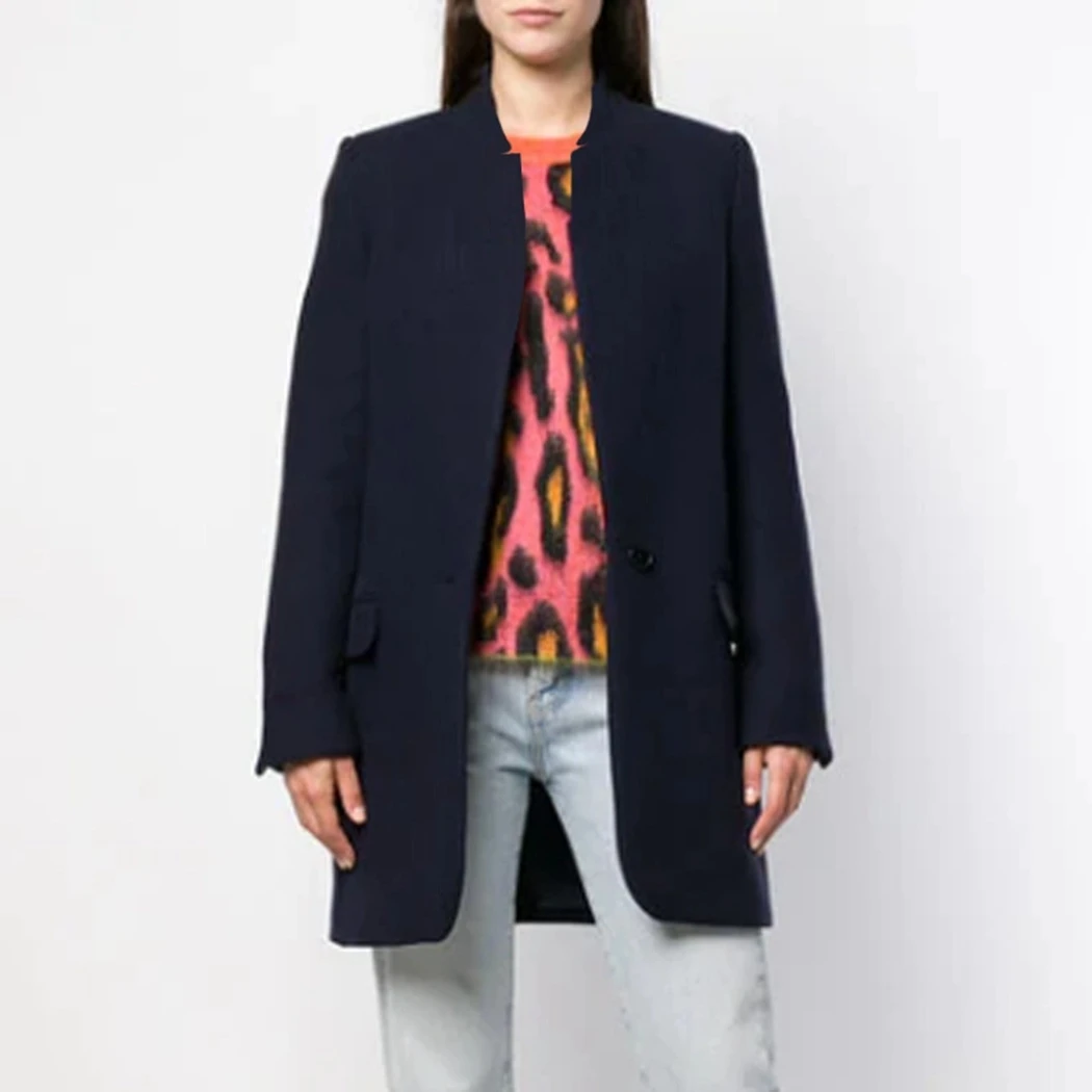 Женское повседневное пальто с воротником-стойкой осеннее длинное шерстяное пальто офисное Женское зимнее пальто для работы женская уличная куртка