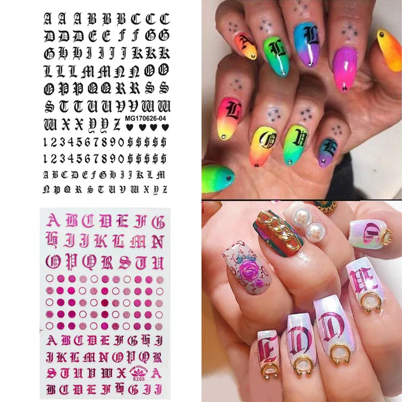 

Letter Numbers Decals 3D Nail Art Sticker Decals Water Circles DIY Nail Sticker For Decorations Polish DIY Tools