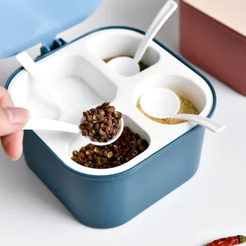 

Kitchen Combination Seasoning Box Seasoning Jar Plastic Salt Shaker Seasoning Storage Box Set Seasoning Jar