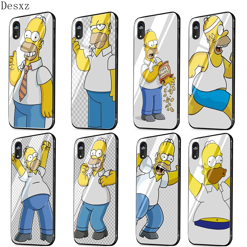 Стеклянный чехол для телефона TPU стекло iPhone 5 5s SE 6 6S 7 8 Plus 11 Pro XR X XS Max Cover Homer J.