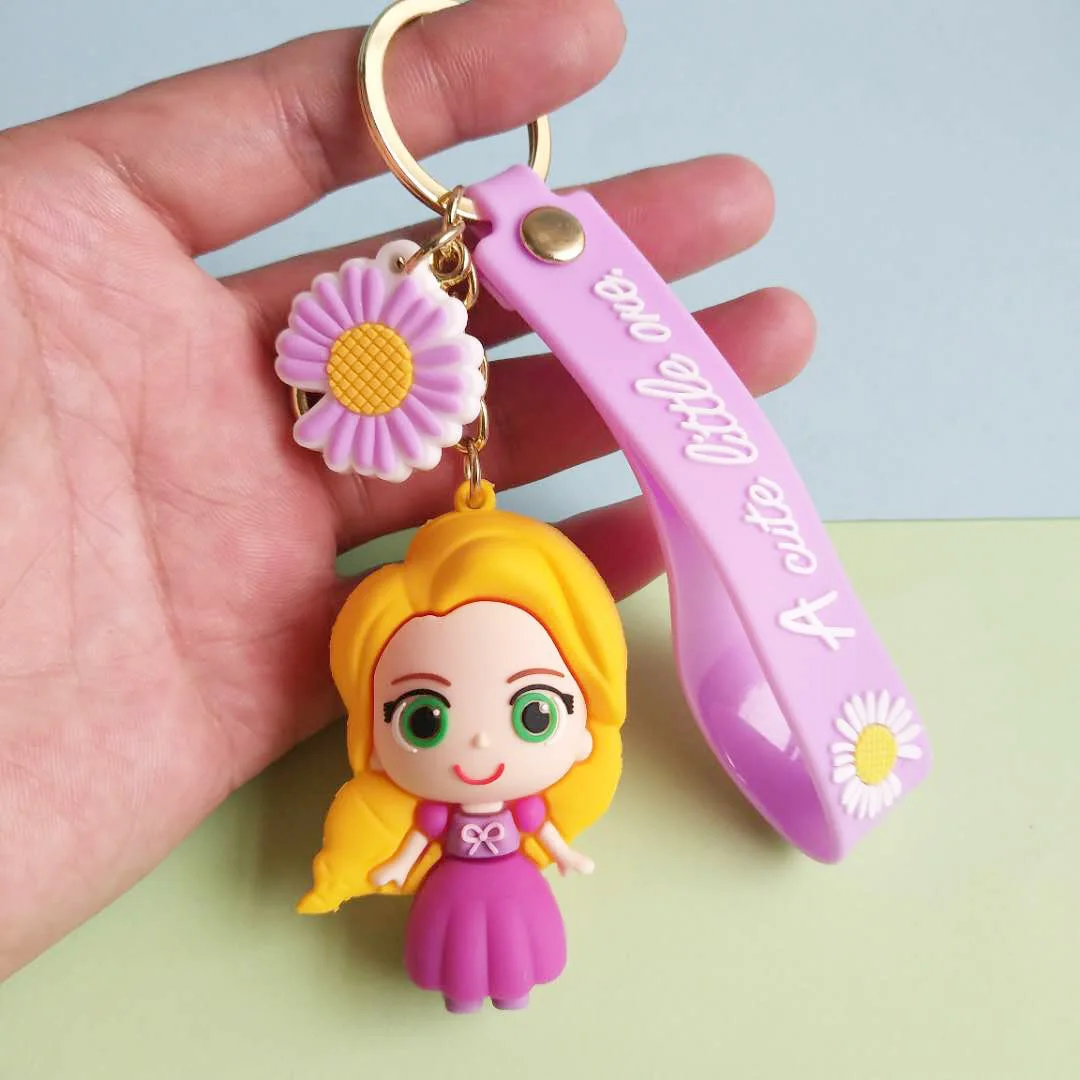 Anime Disney Cartoon Princess Key Chain Lady Ins Web Celebrity Gift Keychain Cute Mermaid Doll Pendant Keyring