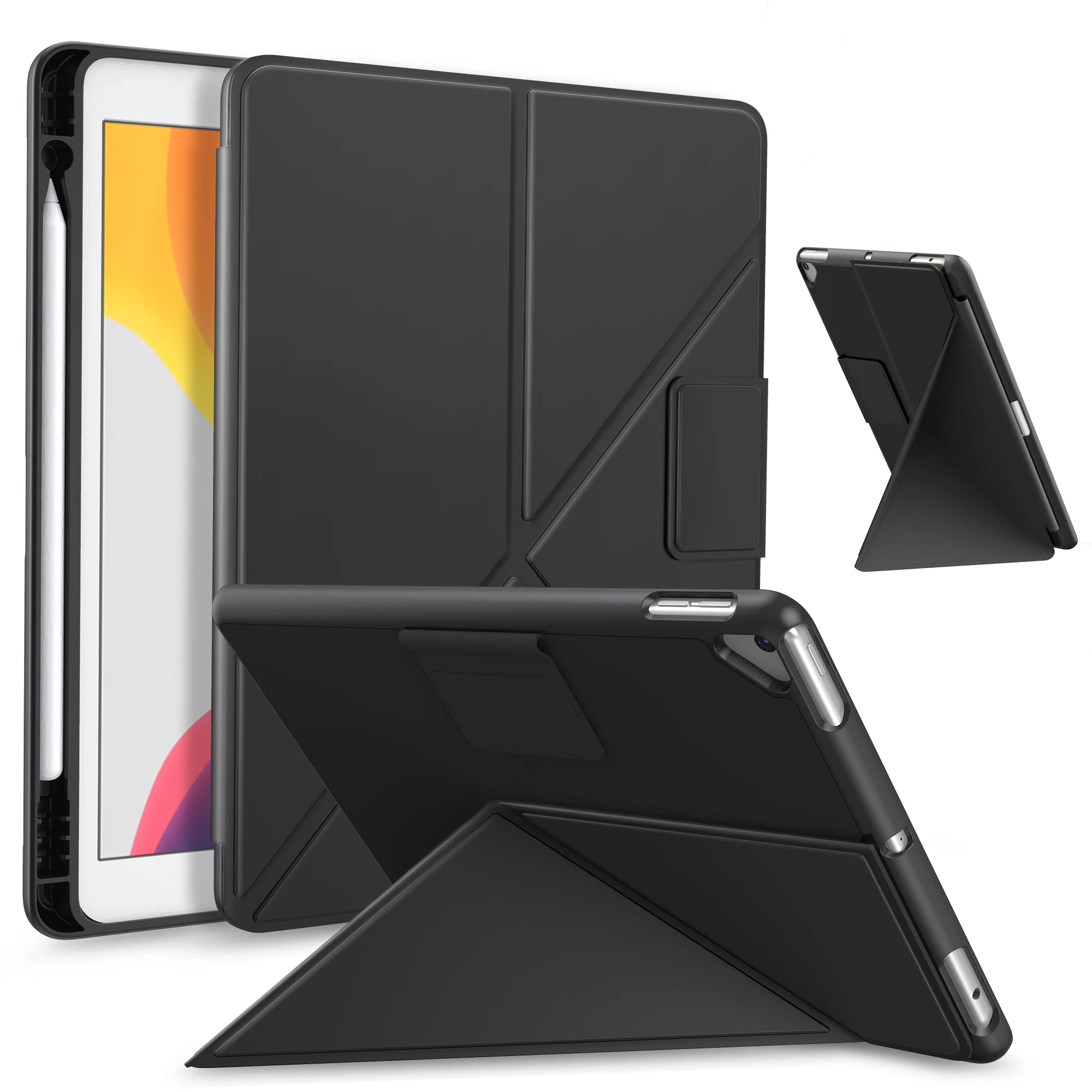 Case for iPad 8th Generation/iPad 7th Gen 10.2-inch/Air 3 10.5 ,Origami Standing Shell Case,Multi Angle Magnetic TPU Back Cover