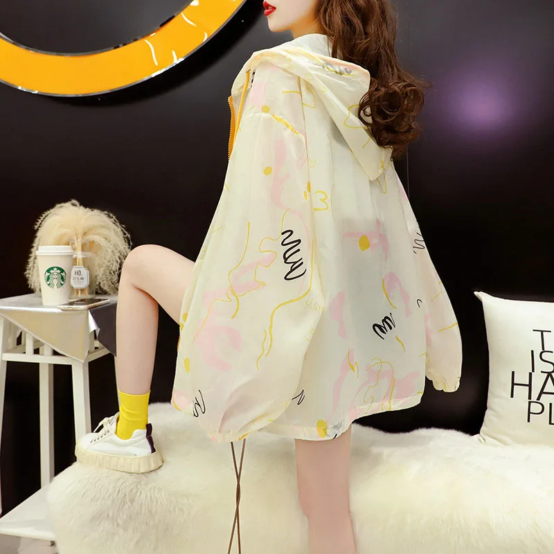 

Women Summer Sunscreen Jacket Ladies Hooded Zipper Cardigan Sun Protection Clothing Thin Casual All-match Tops Coat
