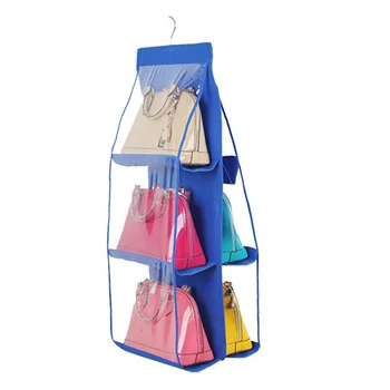 

Folding Closet Organizer Wardrobe Hanging Storage Bag System for Handbag (Purple)