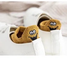 Веселые носки Kawaii, вязаные женские носки с вышивкой, хлопковые носки HarajukuGirls, подарки по щиколотку, 1 пара, короткие носки, размер 35-40