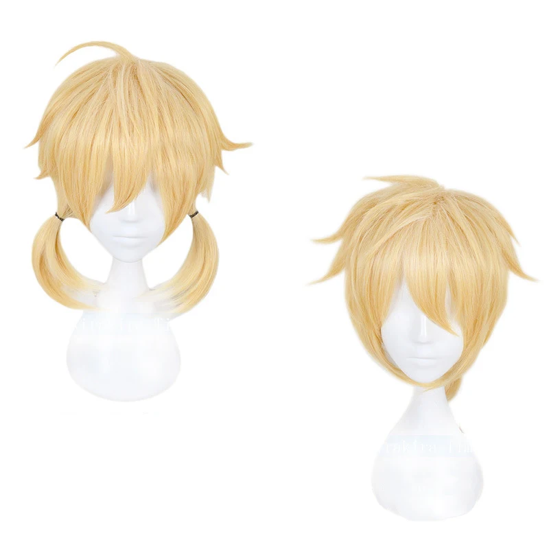 

Anime Vocaloid Kagamine Rin Kagamine Len Cosplay Costume Wig Short Blonde Yellow Synthetic Hair Halloween Carnival Wigs