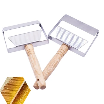 

Stainless Steel Honey Scraper Beekeeping Equipment Opener Scraping Honey Honeycomb Shovel Wooden Handle Tool Open Bolt Fork3