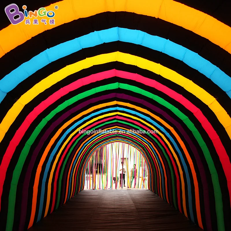  Customized 20x5x3.5 meters inflatable colored tunnel / inflatable long tunnel toy tents