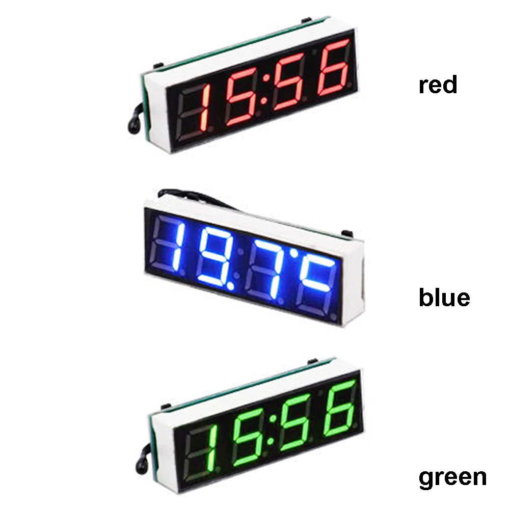 3 в 1 Автомобильная цифровая трубка Вольтметр термометр время автомобильные настольные часы циферблат электронные часы