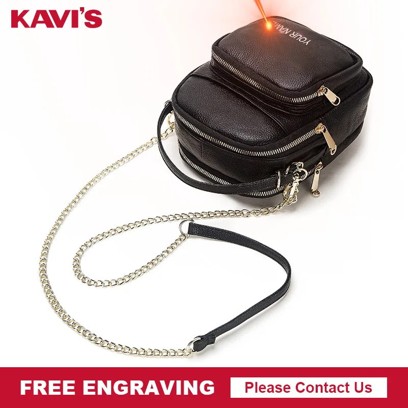 

KAVIS Genuine Leather Messenger Bags Women Handbag Bolsas Lady Travel Brand Design Crossbody Shoulder Bag Free Engraving Named